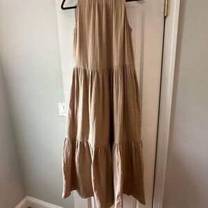 Ann Taylor Tan Tiered Maxi Skirt Casual Resort Wear
